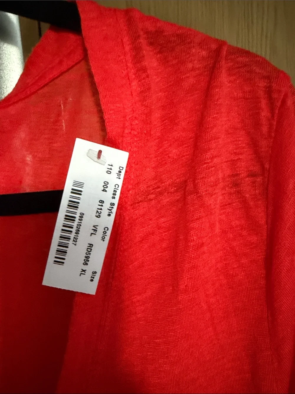 J. Crew 100% Linen Lightweight V-Neck Cardigan in Bright Red